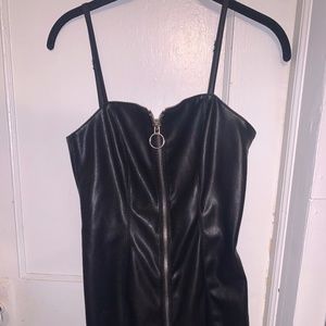 Faux Leather Full Zip Dress